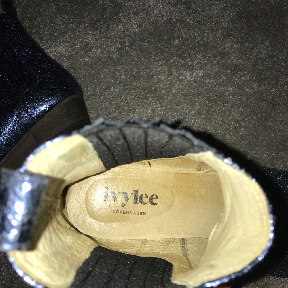 Custom Designed Ivylee Blue Metallic Booties - image 4